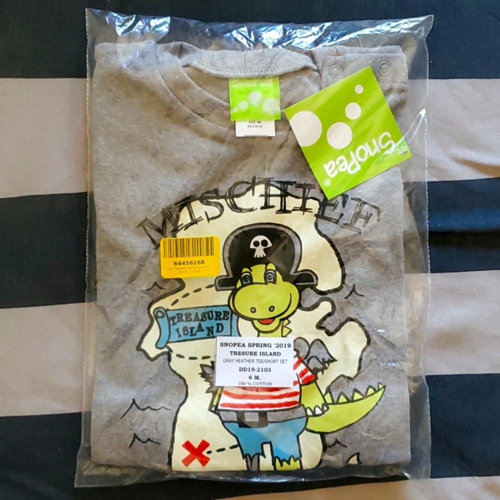 SNOPEA GRAY TEE / SHORTS SET